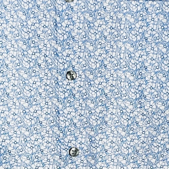 Calvin Klein shirt short sleeve stretch regular fit size M 15-15.5 white blue - Picture 4 of 10